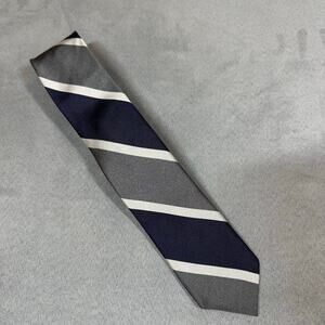 J. Crew Handmade Tie Diagonal Stripe Navy Blue Gray White Preppy Classic